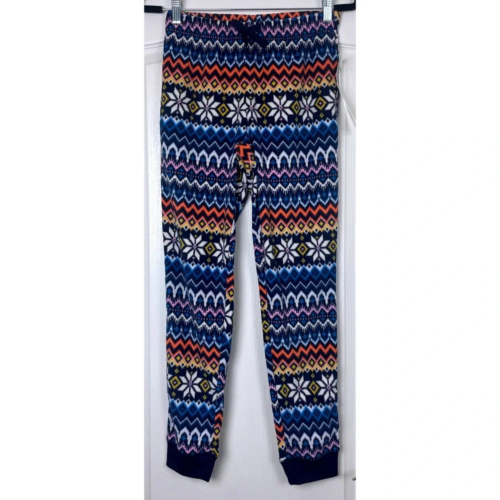 NWT Holiday Winter Pajamas Old Navy Unisex XL 14-16 Fleece Pants Fair Isle Snow